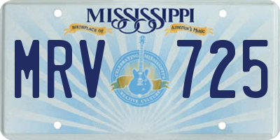 MS license plate MRV725