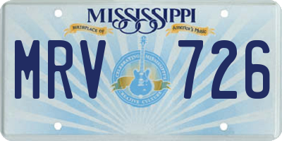 MS license plate MRV726