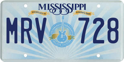 MS license plate MRV728