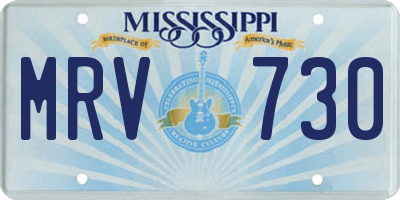 MS license plate MRV730