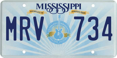 MS license plate MRV734