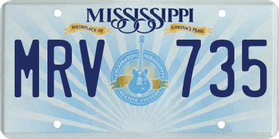 MS license plate MRV735