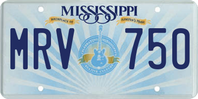 MS license plate MRV750