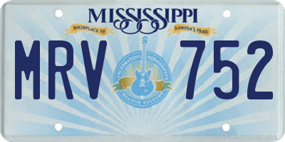 MS license plate MRV752