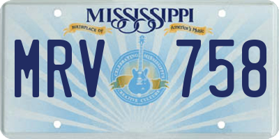 MS license plate MRV758