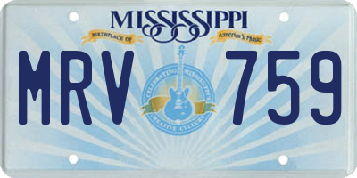 MS license plate MRV759