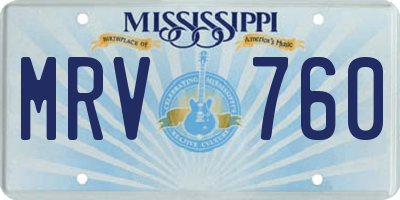 MS license plate MRV760