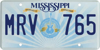 MS license plate MRV765