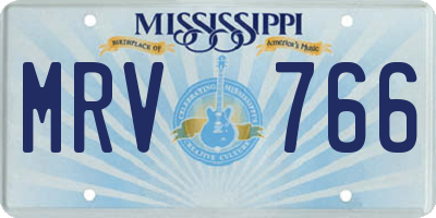 MS license plate MRV766