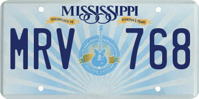 MS license plate MRV768