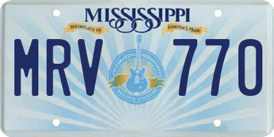 MS license plate MRV770