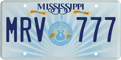 MS license plate MRV777