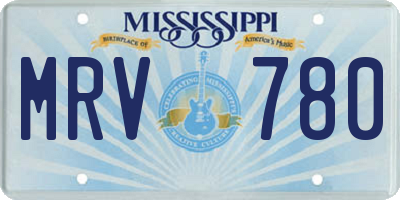 MS license plate MRV780