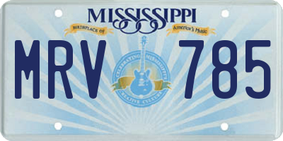 MS license plate MRV785