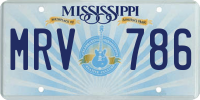 MS license plate MRV786