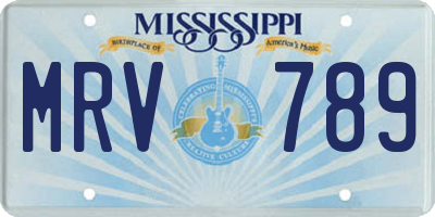 MS license plate MRV789