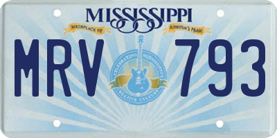 MS license plate MRV793