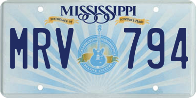 MS license plate MRV794