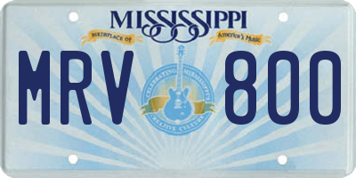 MS license plate MRV800