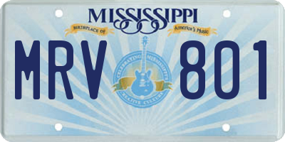 MS license plate MRV801