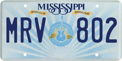 MS license plate MRV802