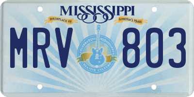 MS license plate MRV803