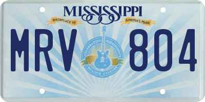 MS license plate MRV804