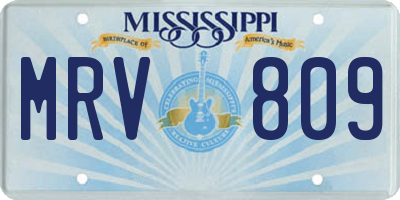MS license plate MRV809