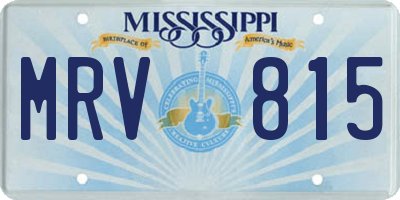 MS license plate MRV815