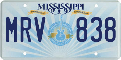 MS license plate MRV838