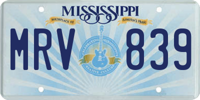 MS license plate MRV839
