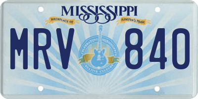 MS license plate MRV840