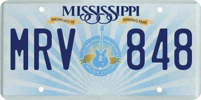 MS license plate MRV848