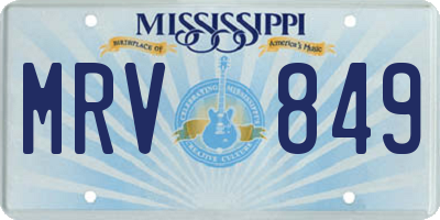 MS license plate MRV849