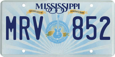 MS license plate MRV852