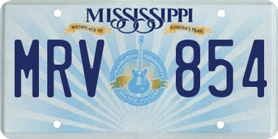 MS license plate MRV854