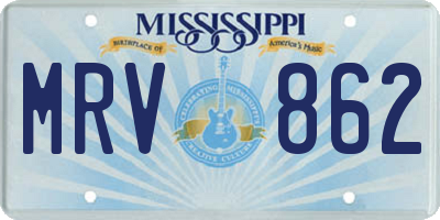 MS license plate MRV862