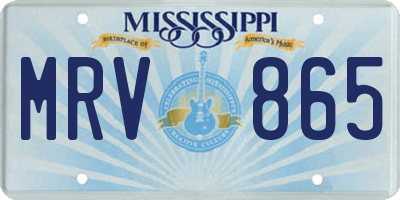 MS license plate MRV865