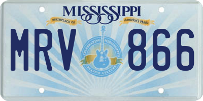 MS license plate MRV866