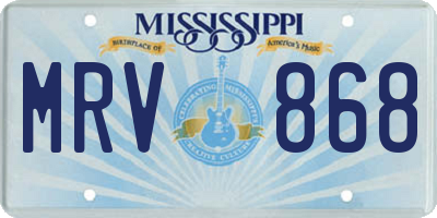 MS license plate MRV868