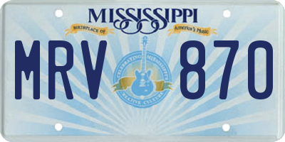 MS license plate MRV870
