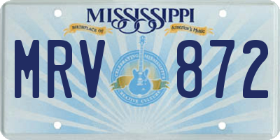 MS license plate MRV872
