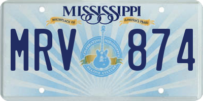 MS license plate MRV874