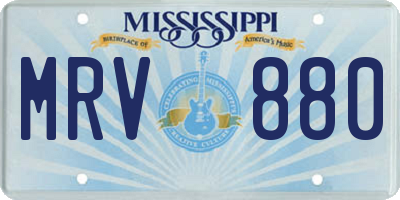 MS license plate MRV880