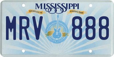 MS license plate MRV888