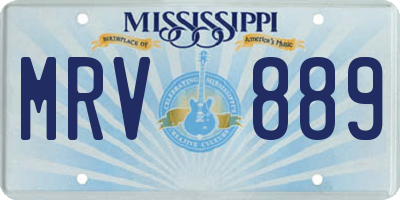 MS license plate MRV889