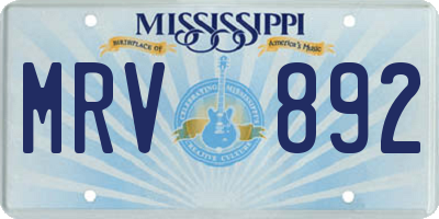 MS license plate MRV892
