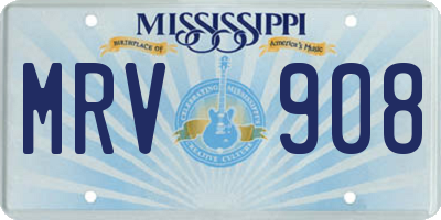 MS license plate MRV908