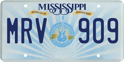 MS license plate MRV909