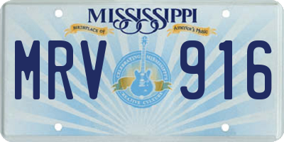 MS license plate MRV916